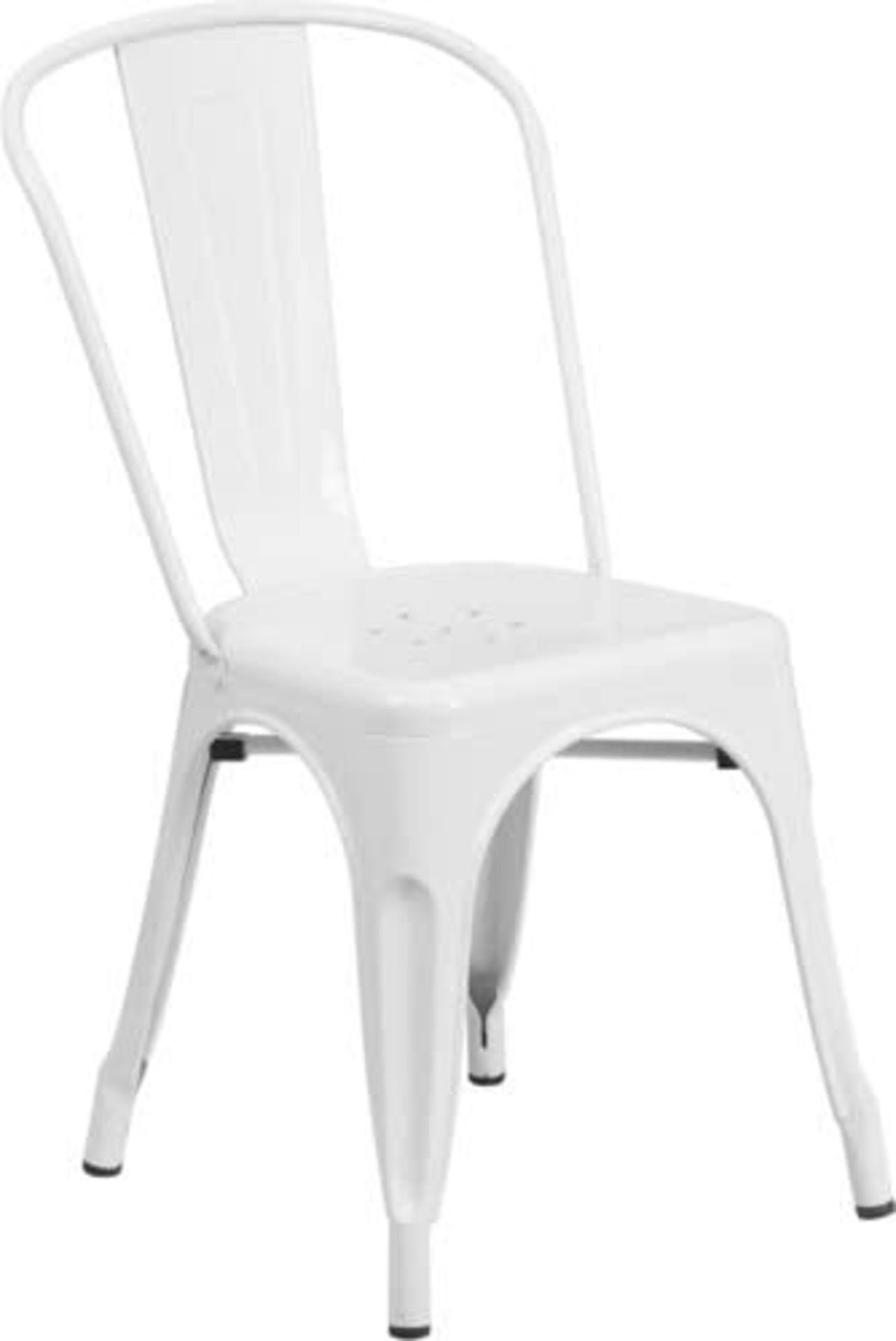 1 x Tolix Industrial Style Outdoor Bistro Table and Chair Set in White- Includes 1 x Table and 4 x - Image 2 of 14