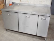 1 x Stainless Steel Commercial Cabinet Prep Table - Recently Removed From Major Super Market Store -