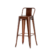 4 x Industrial Tolix Style Stackable Bar Stools With Backrests - Finish: COPPER - Ideal For Bistros,