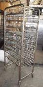 1 x Upright Mobile 10 Tier Shelf Rack With 9 x Chrome Storage Baskets - Dimensions: H180 x W46 x D75