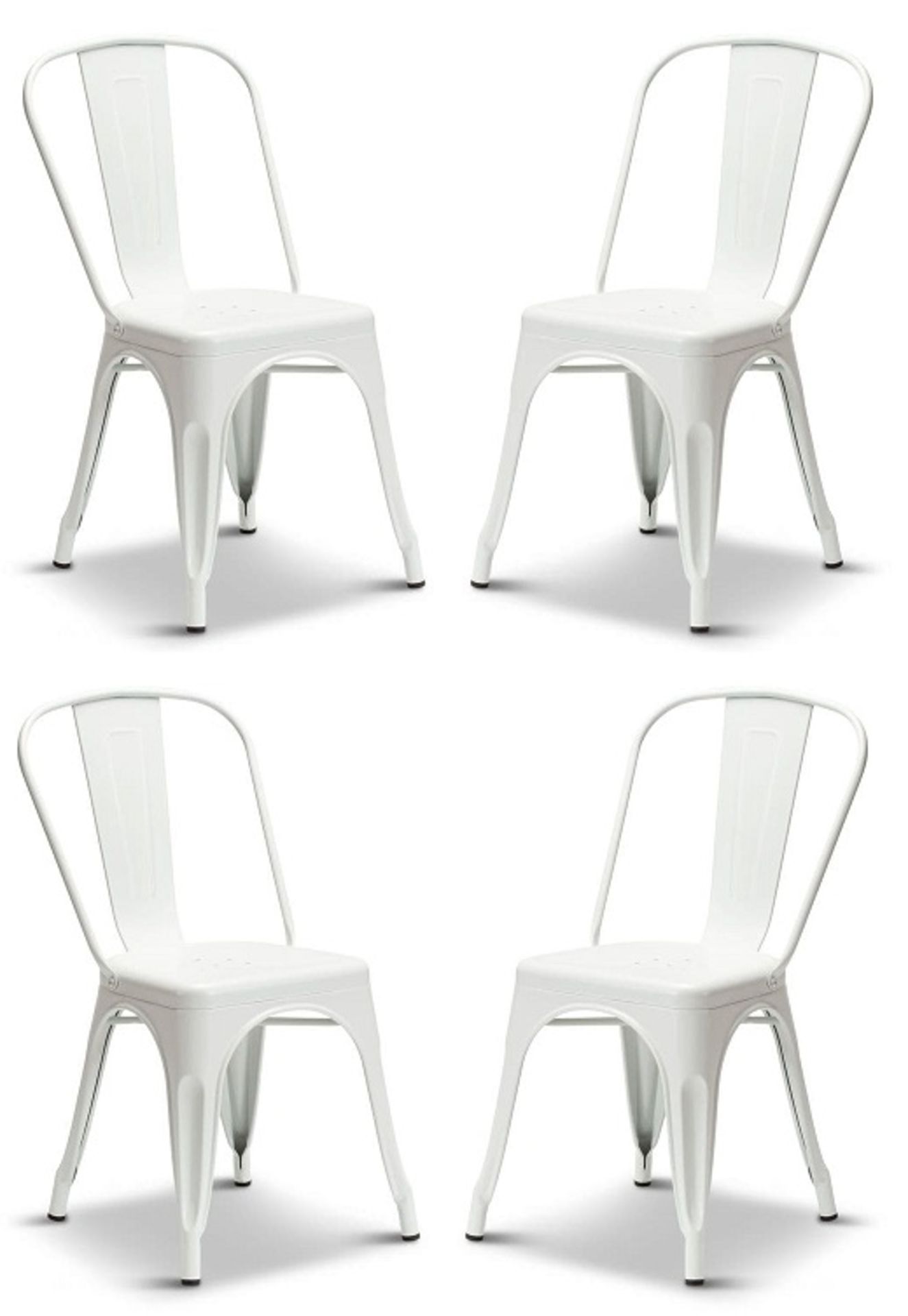 1 x Tolix Industrial Style Outdoor Bistro Table and Chair Set in White- Includes 1 x Table and 4 x - Image 5 of 12