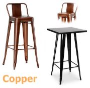 1 x Tolix Industrial Style Outdoor Bar Table and Bar Stool Set in Copper - Includes 1 x Bar Table