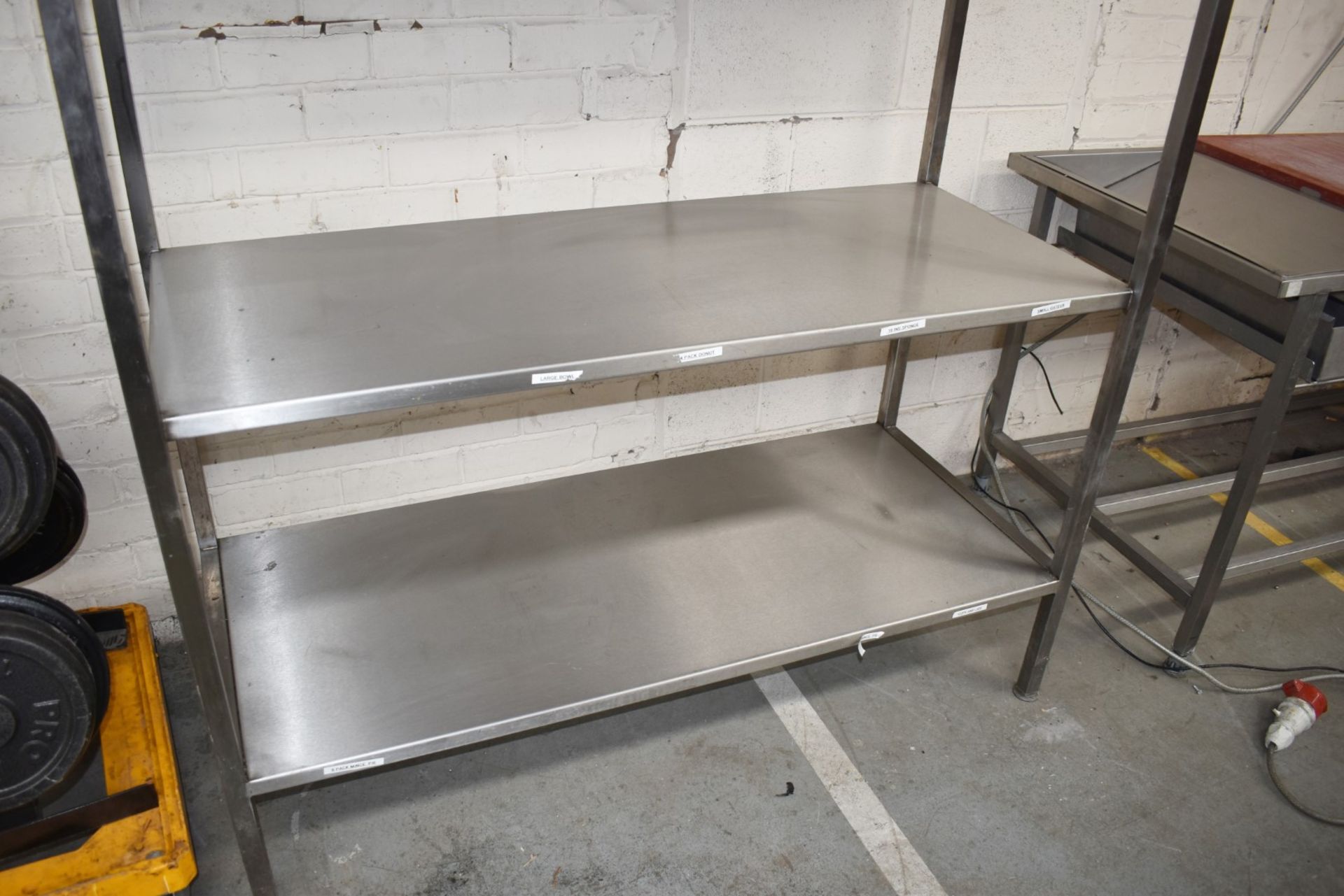 1 x Stainless Steel Commercial Kitchen 3 Tier Shelf Unit - Dimensions: H188 x W140 x D60 cms - - Image 2 of 4