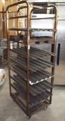1 x Upright Mobile Baking Rack With Six Baguette Trays and Two Bread Trays