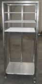 1 x Stainless Steel Commercial Kitchen 3-Tier Rack With Undershelf, On Castors - Dimensions: H185