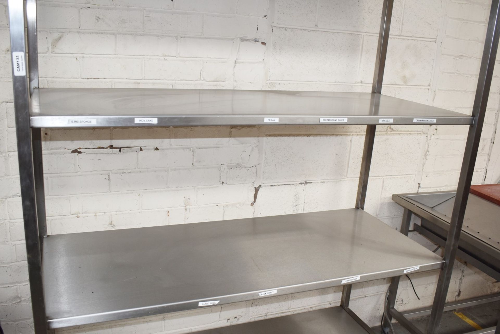 1 x Stainless Steel Commercial Kitchen 3 Tier Shelf Unit - Dimensions: H188 x W140 x D60 cms - - Image 3 of 4