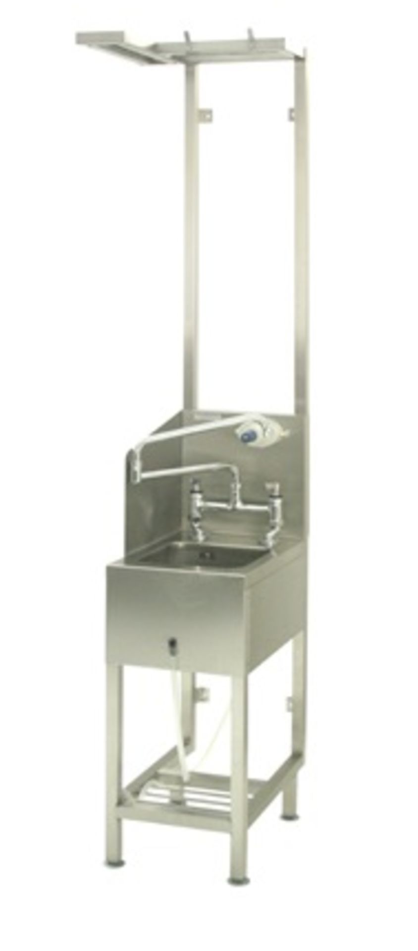 1 x Slim Janitorial Wash Station - Features Wash Bowl, Mop Hanger, Goggle Hook, Detergent Pump & Tap
