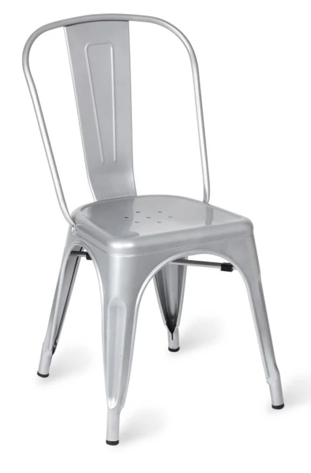 4 x Industrial Tolix Style Stackable Chairs - Finish: SILVER - Ideal For Bistros, Pub Gardens,