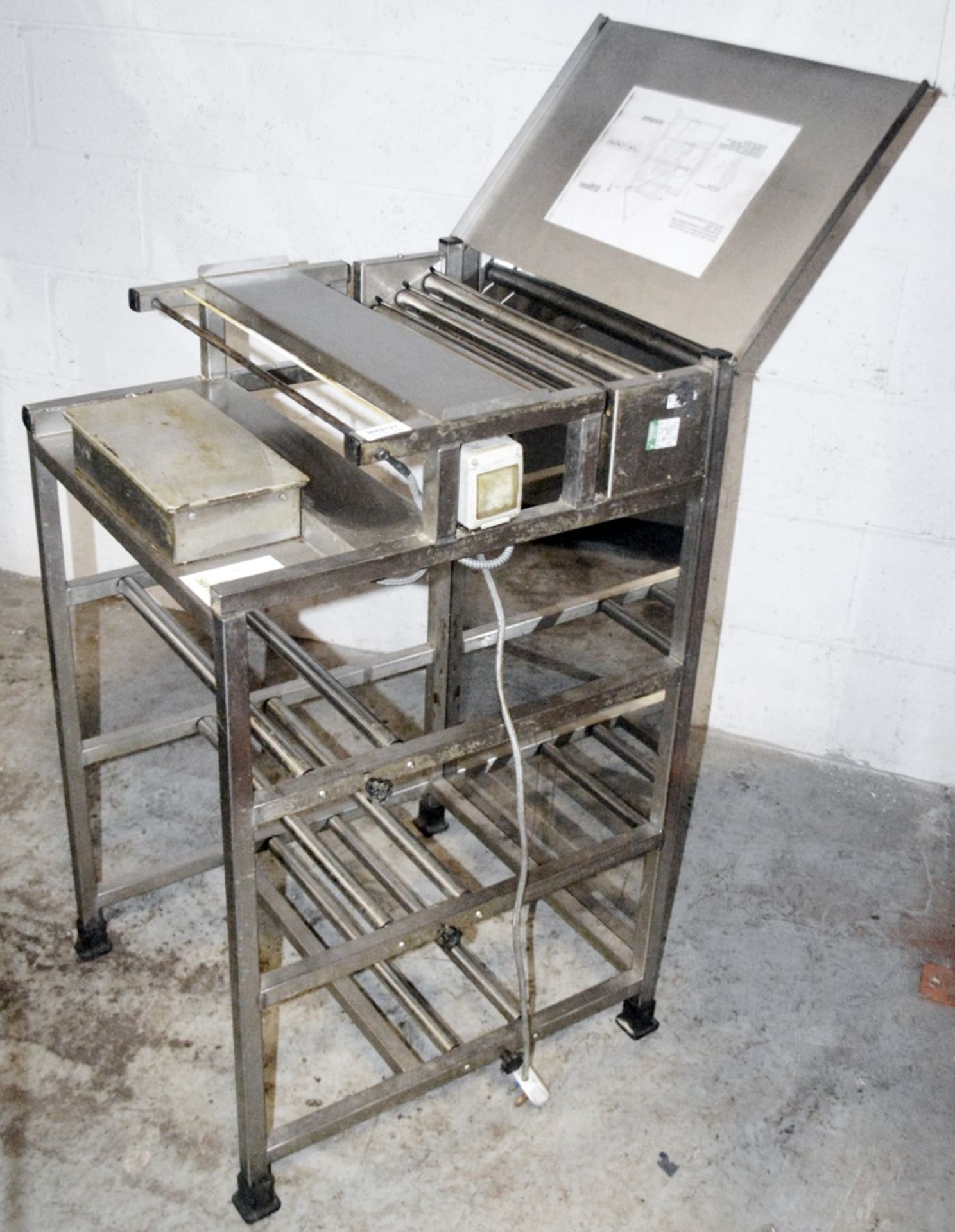 1 x Stainless Steel Commercial Kitchen Sealer Bench With Modesty Panel - Dimensions: H98 x W56 x - Image 3 of 5