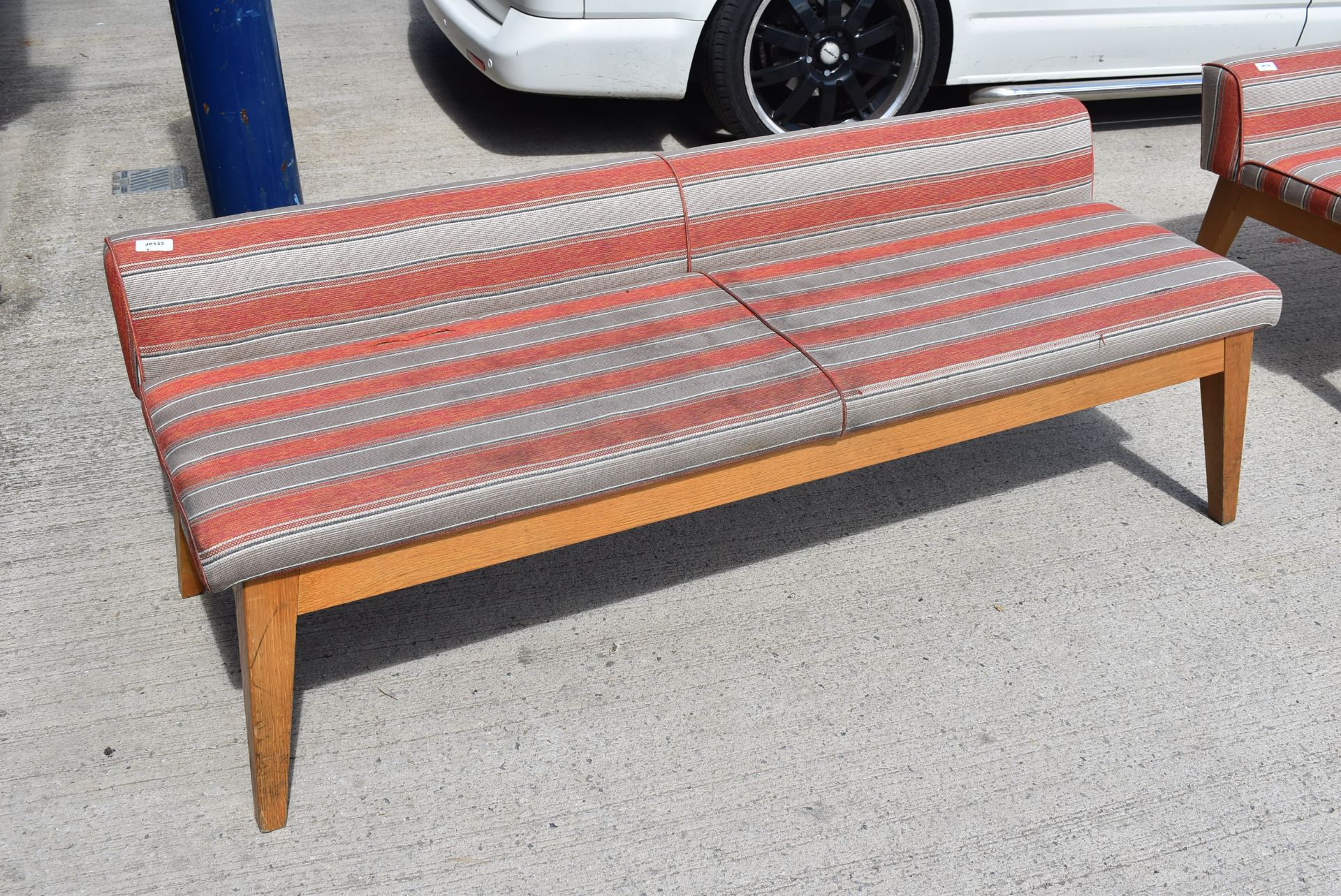 1 x Seating Bench With Solid Wood Bases and Hard Wearing Fabric Seats - Dimensions: H x W x D - Image 2 of 7