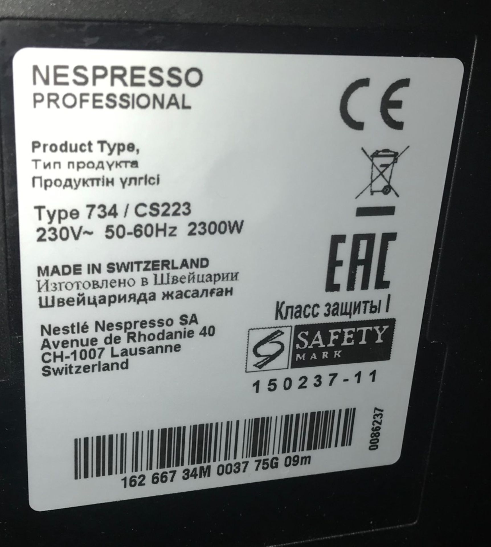 1 x Nespresso Gemini CS220 Pro Coffee Machine With Pod Holder and Pods - RRP £2,300 - Ref: RB275 - - Image 3 of 5