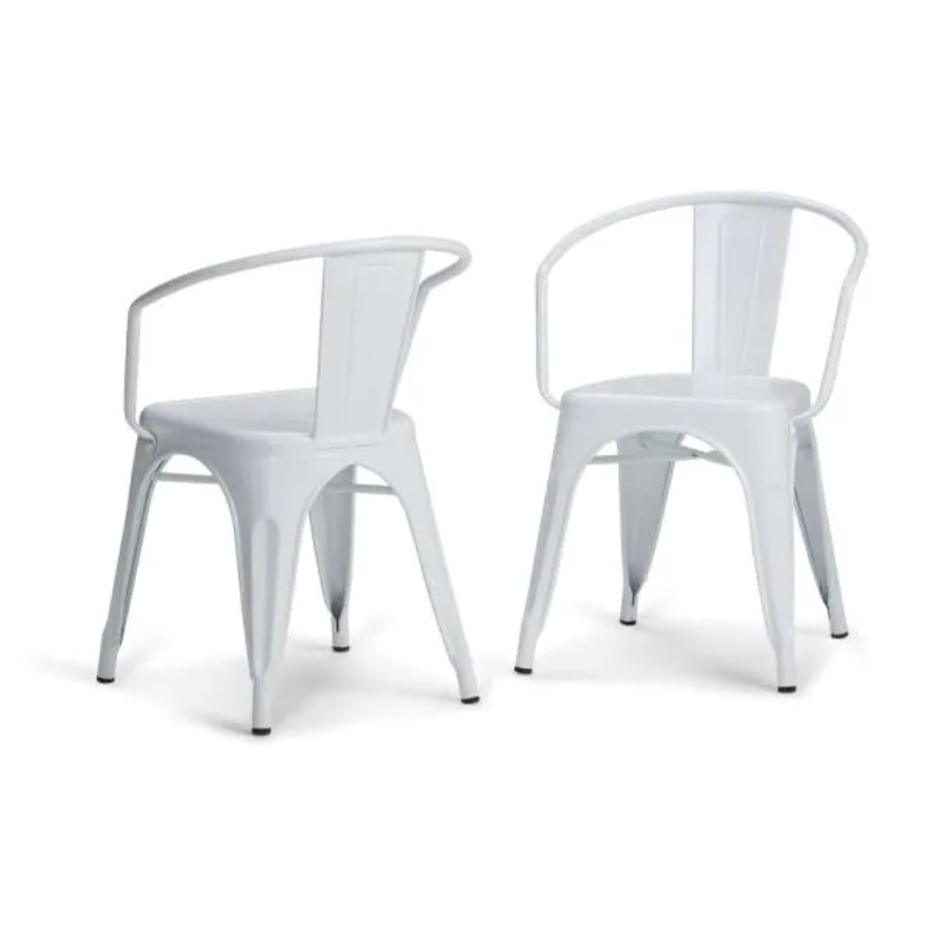 4 x Industrial Tolix Style Stackable Chairs With Armrests - Finish: WHITE - Ideal For Bistros, Pub - Image 3 of 4