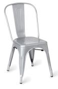 4 x Industrial Tolix Style Stackable Chairs - Finish: SILVER - Ideal For Bistros, Pub Gardens,
