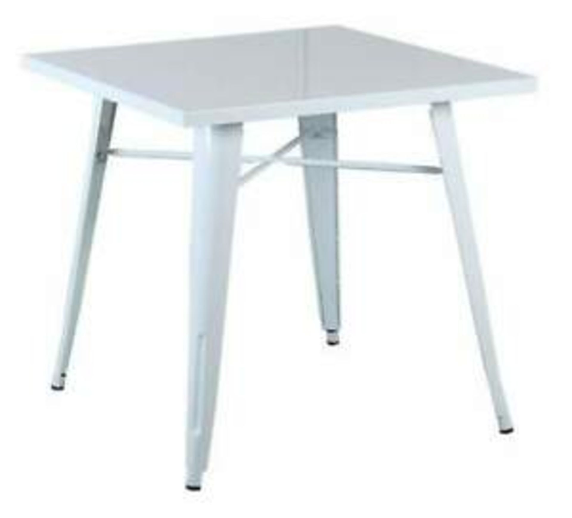 1 x Tolix Industrial Style Outdoor Bistro Table and Chair Set in White- Includes 1 x Table and 4 x - Image 4 of 8