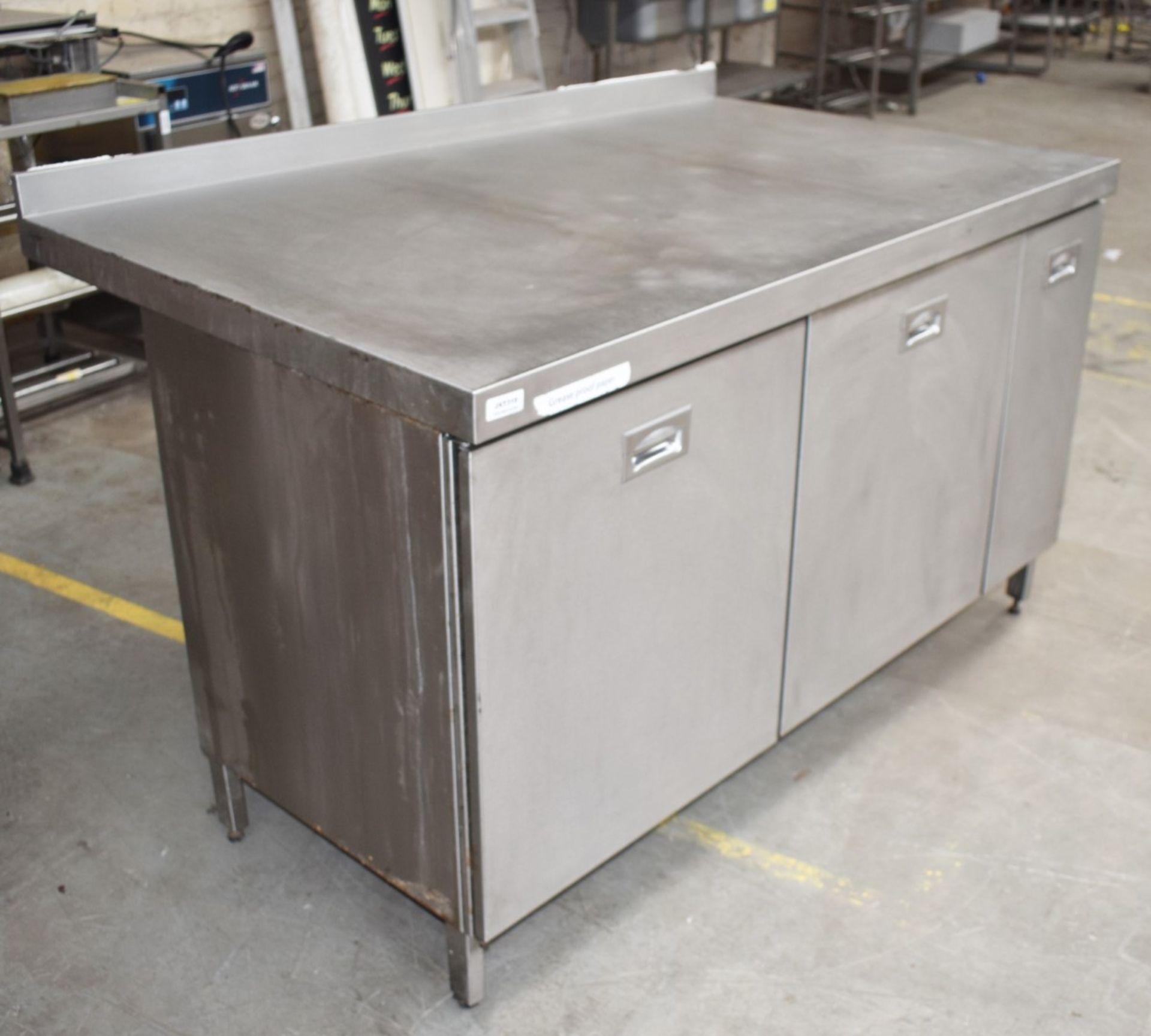 1 x Stainless Steel Commercial Cabinet Prep Table - Recently Removed From Major Super Market Store -