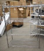 1 x Commercial Kitchen Wire Shelf Finished in Chrome - Dimensions: H166 x W120 x D60 cms - Ref: