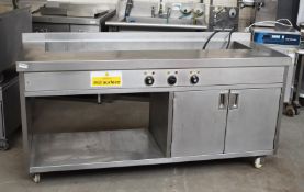 1 x Commercial Kitchen Stainless Steel Food Warming Unit With Large Baine Marie Countertop and Hot