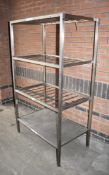 1 x Stainless Steel Commercial Kitchen VEG RACK - Dimensions: H173 x W100 x D60 cms - Ref: JXT315