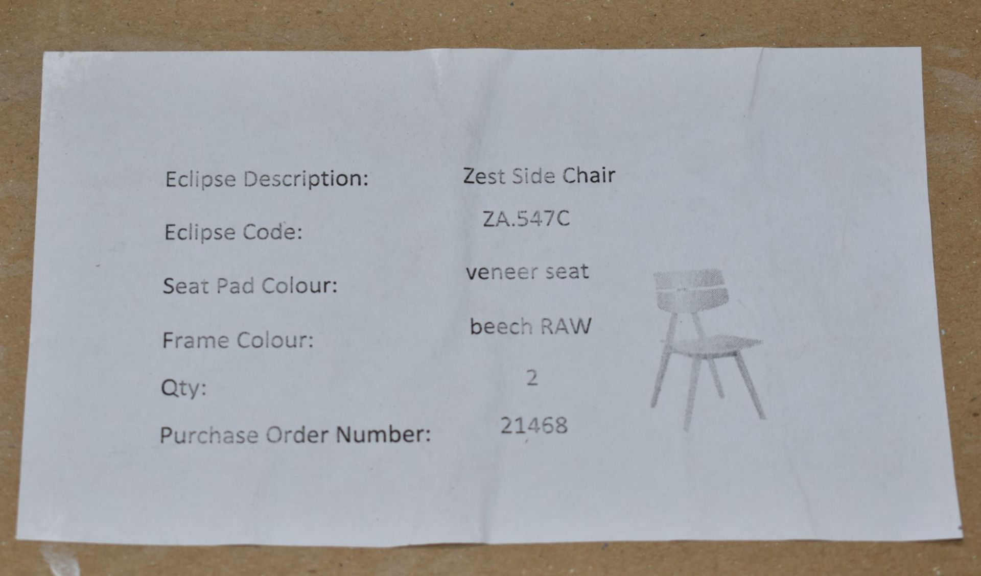 2 x Zest Solid Beech Dining Chairs - New Boxed Stock - RRP £278 - Solid Beech Frame With Curved - Image 2 of 2