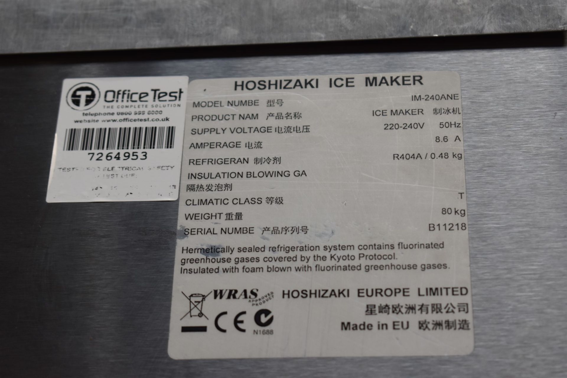 1 x Hoshizaki IM-240ANE Hydrocarbon Modular Ice Machine (210kg/24hr) With 140kg Capacity Storage Bin - Image 8 of 11