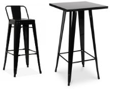 1 x Tolix Industrial Style Outdoor Bar Table and Bar Stool Set in Black - Includes 1 x Bar Table and