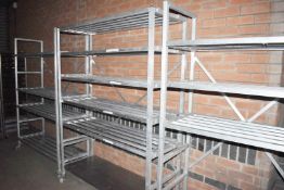 4 x Commercial Kitchen Storage Shelves With Removable Adjustable Shelf Panels - Dimensions: See