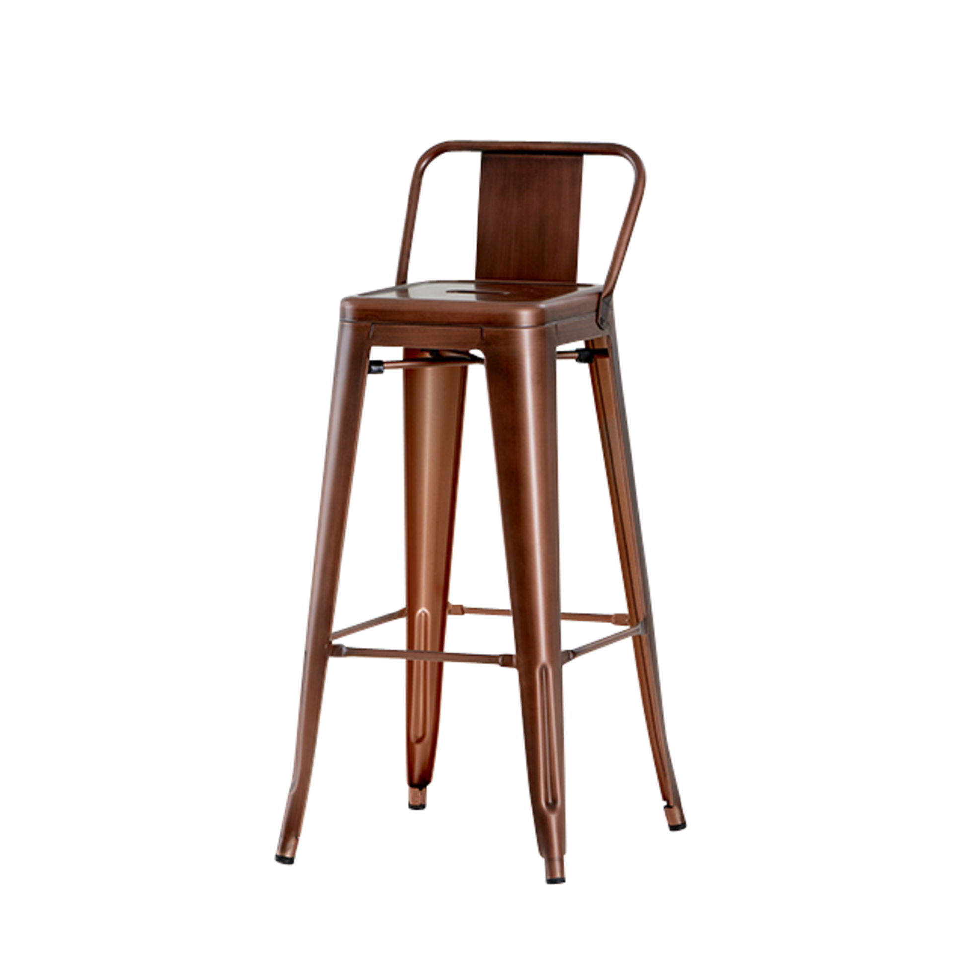 4 x Industrial Tolix Style Stackable Bar Stools With Backrests - Finish: COPPER - Ideal For Bistros,