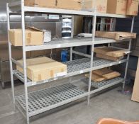 3 x Aluminium Shelving Units With Perforated Hygienic Shelves - Suitable For Walk In Refrigerators