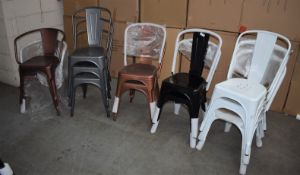 12 x Industrial Style Outdoor Chairs - Metal Stacking Chairs in Various Colours - Ideal For Pub