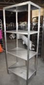1 x Stainless Steel Three Tier Commercial Kitchen Shelf Unit - Dimensions: H189 x W75 x D49 cms