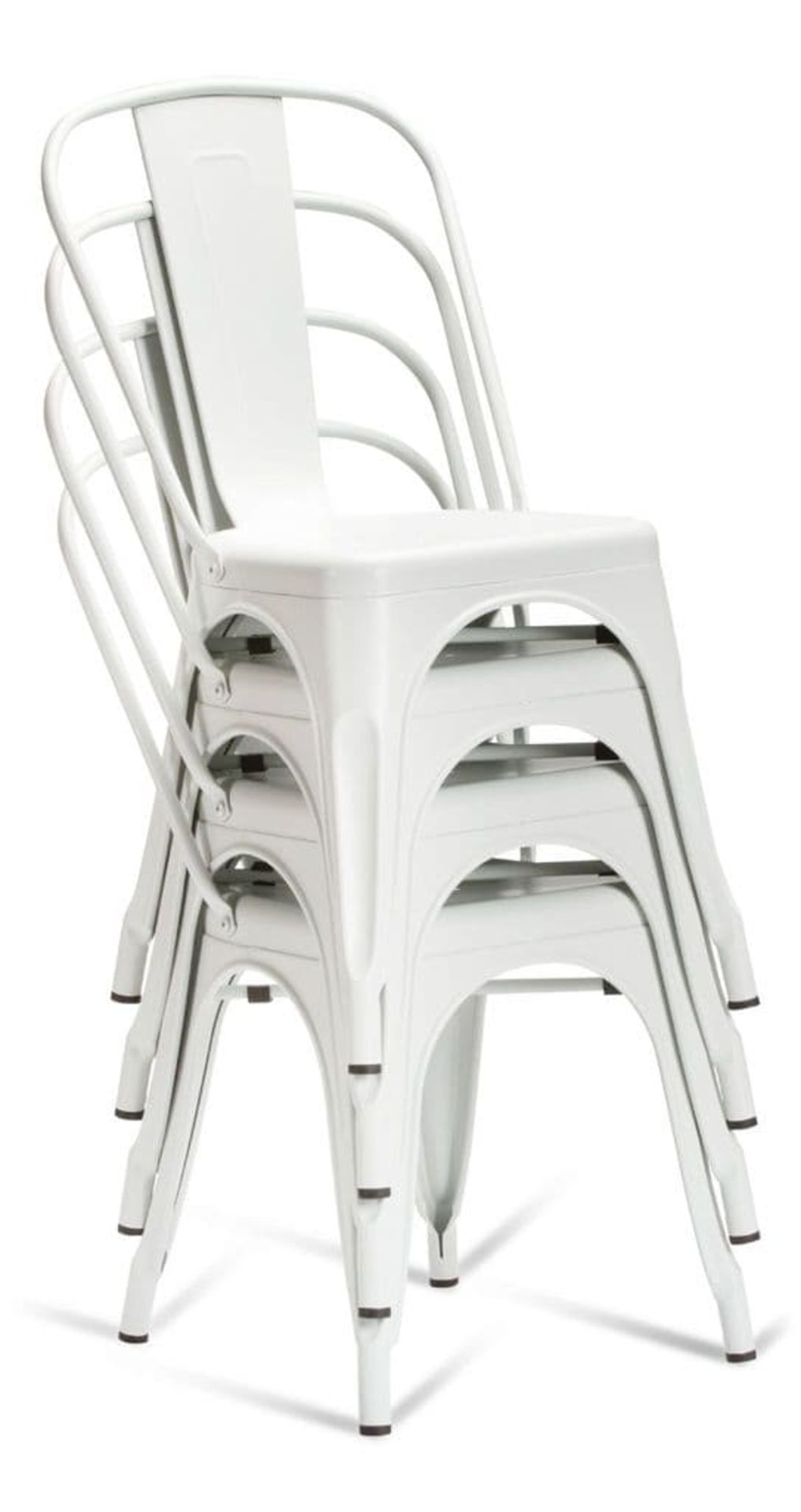 1 x Tolix Industrial Style Outdoor Bistro Table and Chair Set in White- Includes 1 x Table and 4 x - Image 9 of 14