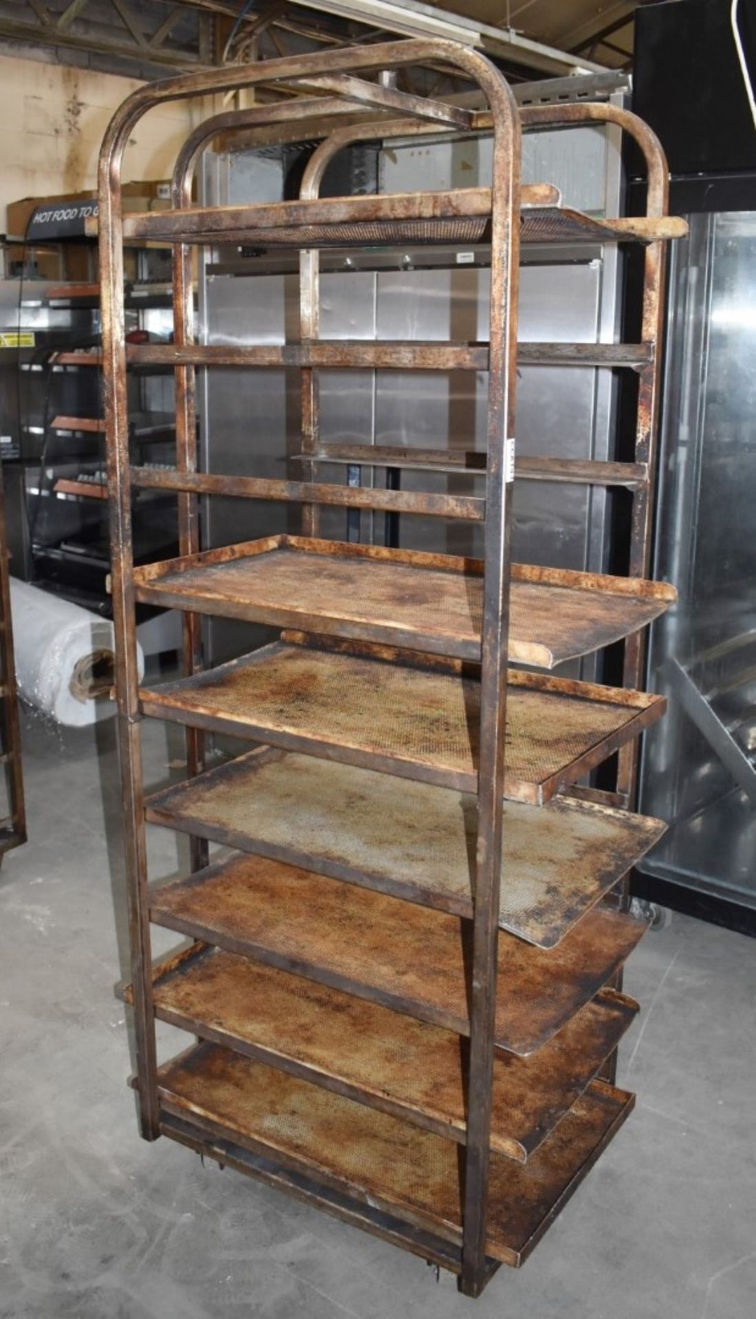 1 x Upright Mobile Baking Rack With Six Trays