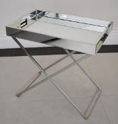 1 x Mirrored Chrome Tray Table - Bedside Tables or Side Tables - RRP £265 - NO VAT ON THE HAMMER!