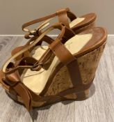 1 x Pair Of Genuine Christain Louboutin Sandal High Heel Shoes In Brown - Size: 37 - Preowned in Goo