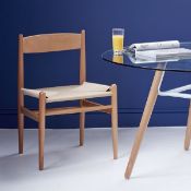 A Pair Of NIELSEN Hans-J Wegner Inspired Shaker-style Chairs With A Woven Natural Cord Seat In A