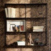 1 x WOOOD Designs 'Meert' Handmade 6-Slot Wall Shelf In Black Metal - Dimensions: H77.5 x W65 x