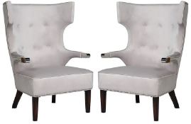 2 x Pall Mall Designer Fire Side Occasional Velvet Chairs - RRP £1,798 - NO VAT ON THE HAMMER!