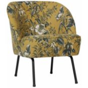 1 x Contemporary BePure Bedroom Chair With Floral Mustard Upholstery - Excellent Unused Condition