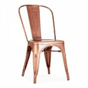 4 x Industrial Tolix Style Stackable Chairs - Finish: COPPER - Ideal For Bistros, Pub Gardens,