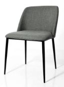 A Pair Of FLANDERS Upholstered Contemporary Chairs In Grey Fabric, With Slender Black Metal Legs -