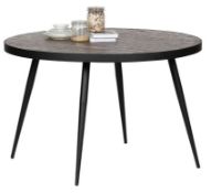 1 x VIC Rustic Natural Teak Round Table With A Iron Base - Produced By Woood Designs - Dimensions: