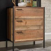 1 x 'Hoxton' Contemporary Industrial-style Chest Of Drawers With An Oak Finish - Dimensions: W63 x