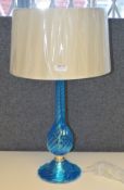 1 x CHELSOM Luxury Desk Lamp With A Barley-Twist Glass Base In Azure Blue