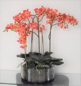 1 x Artificial Pink Orchard Plant With Glass Planter - NO VAT ON THE HAMMER!