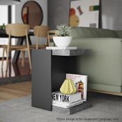 1 x KLAUS Multifunctional Contemporary Side Table With A Black And Concrete Finish