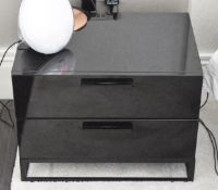 2 x Black Gloss Contemporary Bedside Cabinets - RRP £1,110 - NO VAT ON THE HAMMER!