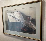1 x Framed Art Print Of A&nbsp;Violin, Sheet Music And Ludwig Van Beethoven
