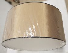 1 x CHELSOM Commercial Suspended Ceiling 3-Light Fitting With A 69cm Gold Silk Round Drum Shade -