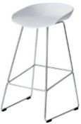4 x OSLO Contemporary Bar Stools With White Moulded Seat And Metal Base - Brand New / Unboxed -