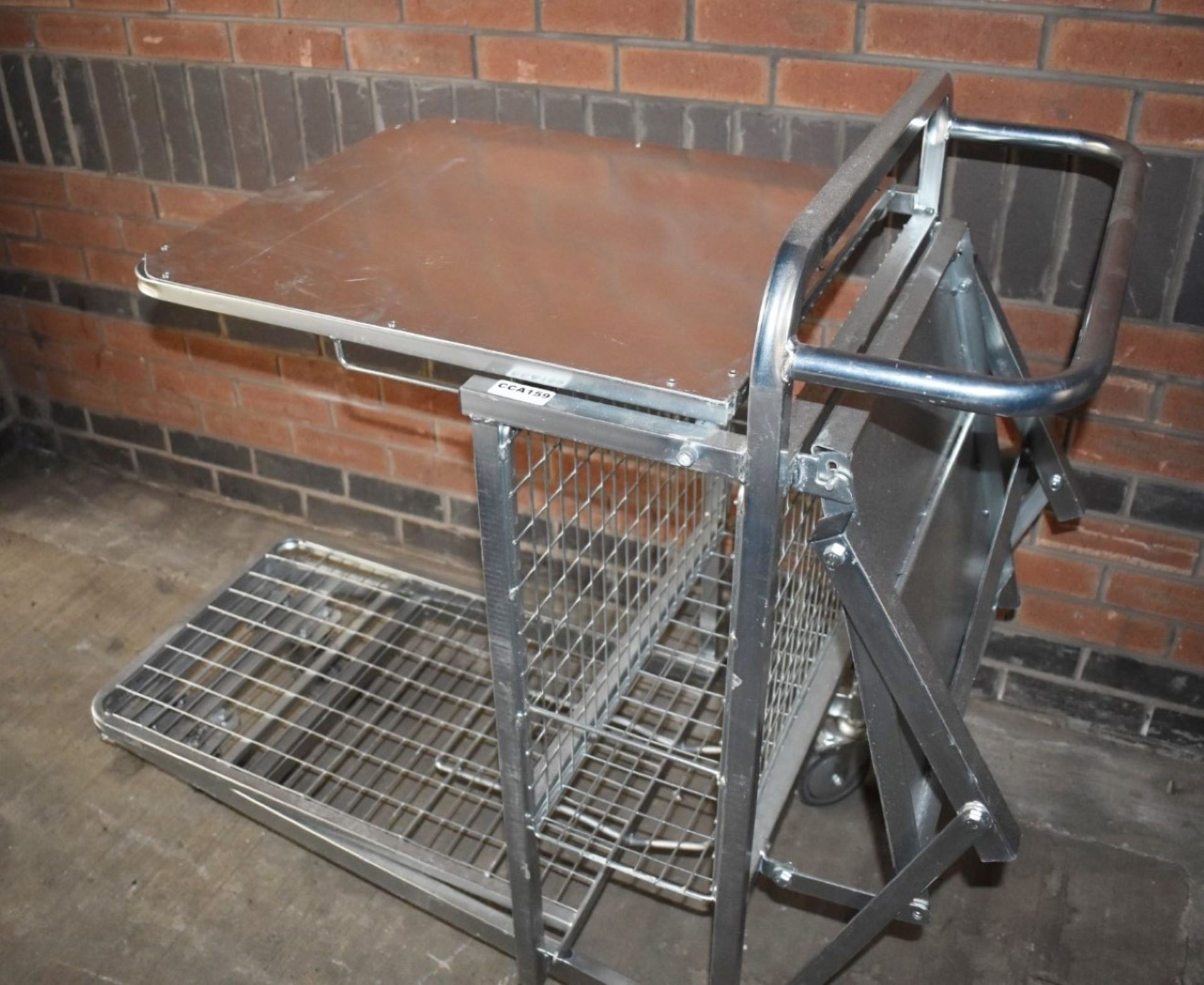 1 x Supermarket Retail Merchandising Trolley With Pull Out Step and Folding Shelf - Dimensions: - Image 10 of 12